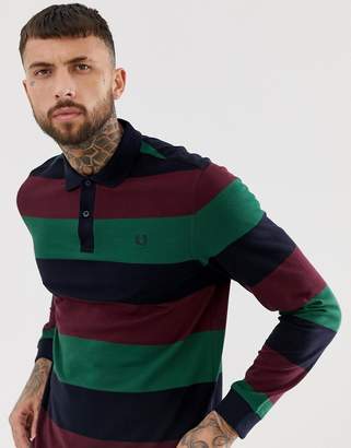 Fred Perry enlarged stripe logo sleeve pique polo in navy