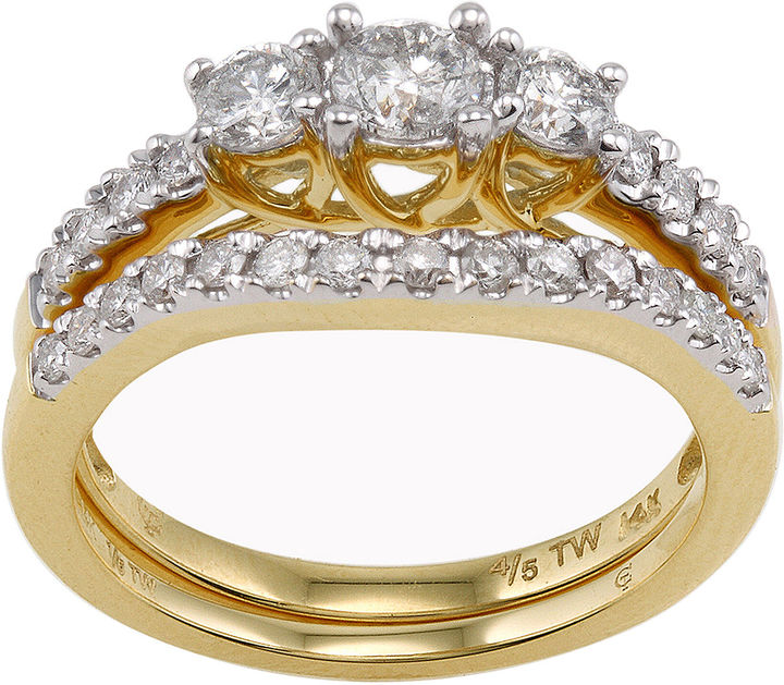JCPenney MODERN BRIDE 1 CT. T.W. Diamond 3Stone 14K Yellow Gold Bridal