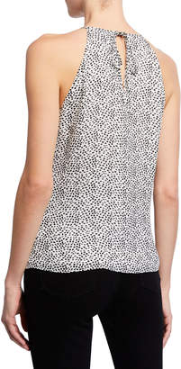 Parker Ashley Spotted-Print Halter Top with Ruffle Trim