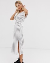 Thumbnail for your product : Bershka midi dress with tie waist in white