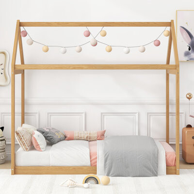 Isabelle & Max Twin Size Wooden House Bed Wood Color