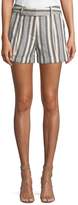 Thumbnail for your product : Veronica Beard Carito Striped Linen Cuffed Shorts