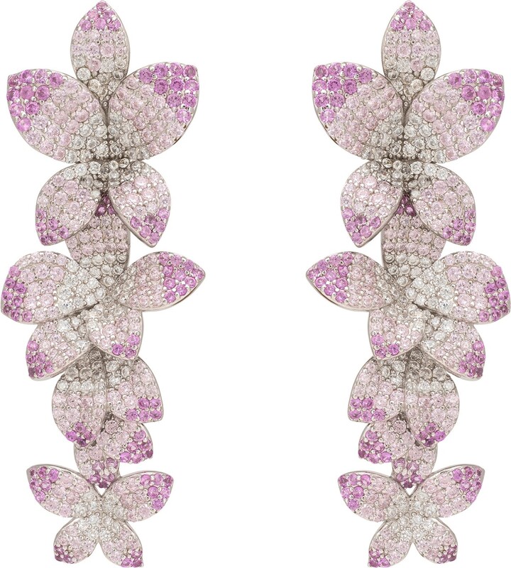 Latelita Silver / White / Pink Cherry Blossom Drop Earrings Pink Silver