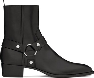 Saint Laurent Leather Wyatt Harness Boots 40