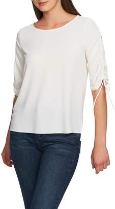 1 STATE Ruched Detail Tie Sleeve Blouse