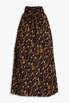 Thumbnail for your product : Diane von Furstenberg Dove pleated leopard-print crepe de chine top