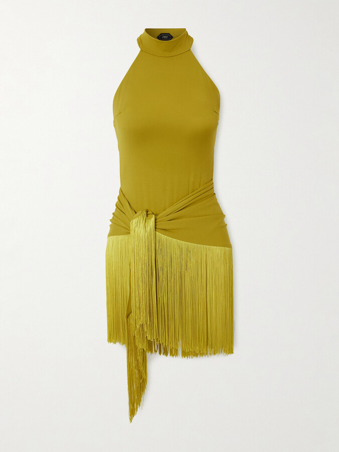 Taller Marmo - Artemis Fringed Swimsuit And Pareo Set - Yellow