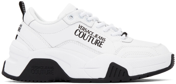 Versace Jeans Couture White & Black Logo Sneakers - ShopStyle