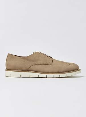 Topman HOUSE OF HOUNDS Taupe Nubuck Leather Derby Shoes