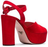 Thumbnail for your product : Prada Red 105 Suede Leather Platform Sandals