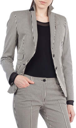 Akris Punto Striped Denim Two-Button Blazer