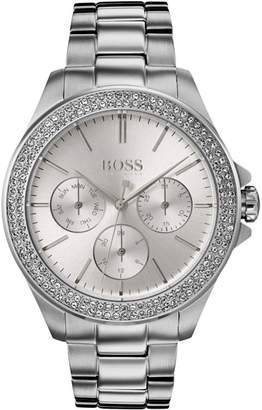 HUGO BOSS 1502442 Women's Premiere Chronograph Crystal Bracelet Strap Watch, Silver