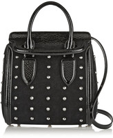 Thumbnail for your product : Alexander McQueen The Heroine small studded suede and patent-leather shoulder bag