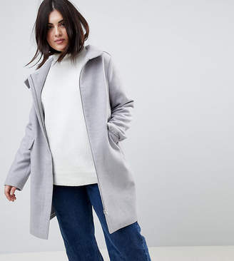 ASOS Curve Hooded Slim Coat With Zip Front