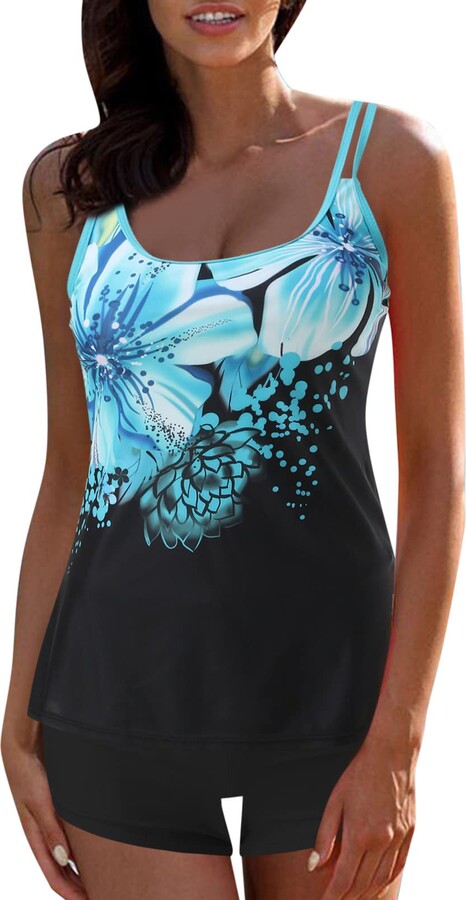 MILAX Tummy Control Swimwear - Women's Tankini Swimsuits with Short Plus  Size 2 Piece Tankini for UK Two Pieces Blouson Tankini with Shorts for  Ladies Black - ShopStyle