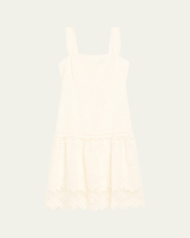 Kobi Halperin Mona Square-Neck Lace Midi Dress