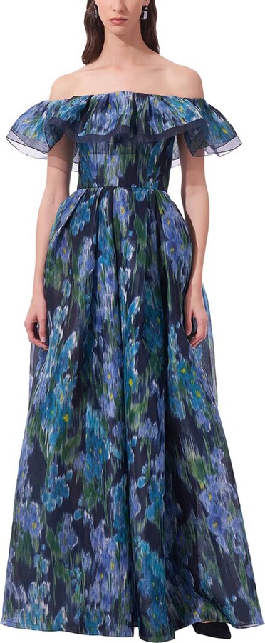 Carolina Herrera Off-the-Shoulder Ruffled A-Line Gown