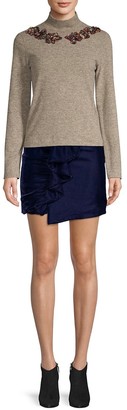 PatBO Velvet Ruffled Mini Skirt