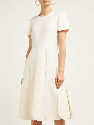 Valentino Overlap-pleat Wool-blend Dress - Womens - Ivory