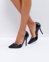 Thumbnail for your product : Glamorous Black Snake Heeled Court Shoes