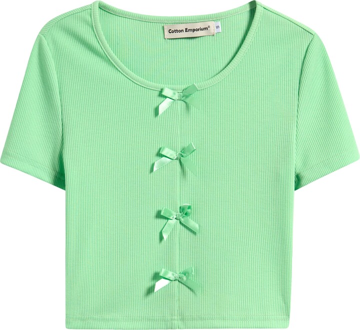 Cotton Emporium Kids' Bow Accent Rib T-Shirt
