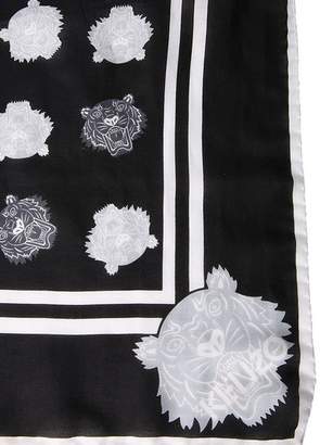 Kenzo Tiger Print Cotton & Silk Square Scarf