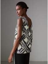 Thumbnail for your product : Burberry Sleeveless Check Print Wool Silk Top
