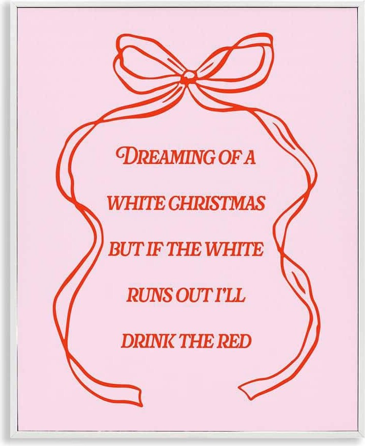 White and Red Christmas Wine by House of Lulu White Framed Typography Giclee Art Print 20 in. x 16 in.