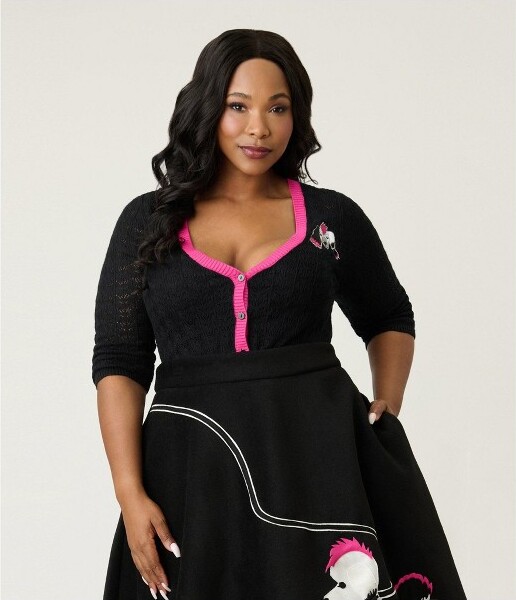 Unique Vintage ElviraxUniqueVintageWomen'sPlusCardiganBlack4X/5X