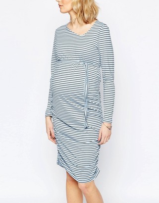 Mama Licious Mama.licious Mamalicious Stripe Long Sleeve Body-Conscious Dress