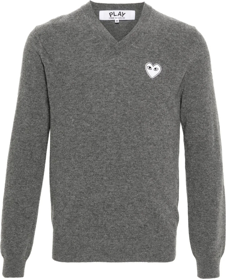 Comme des Garçons PLAY Heart-Patch Mélange-Effect Wool Jumper