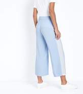 Thumbnail for your product : New Look Pale Blue Side Stripe Cropped Wide Leg Trousers