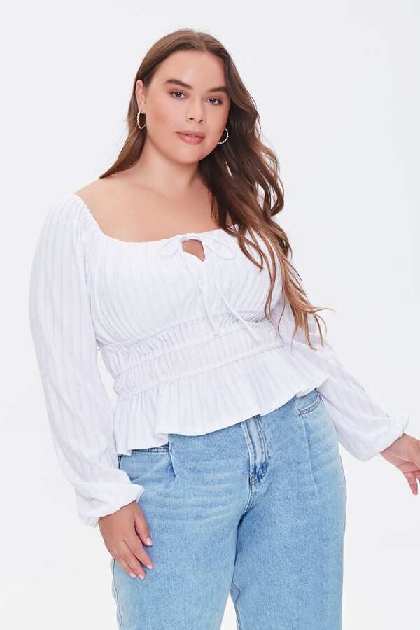 white peasant top plus size