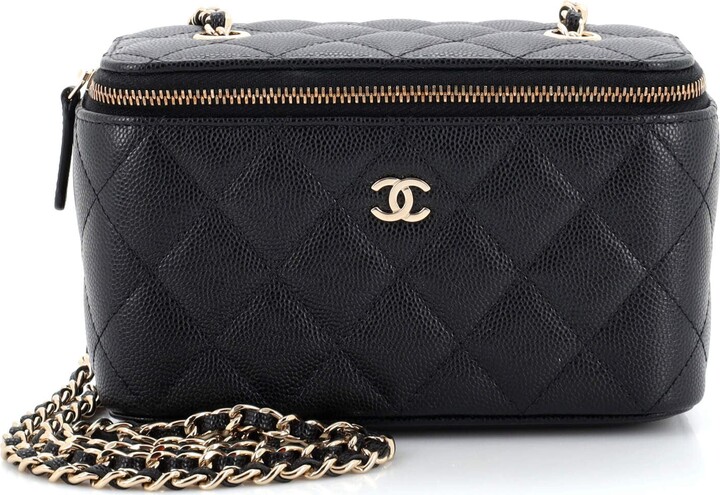 Chanel 2022 Vanity Phone Holder with Chain Black Caviar Leather