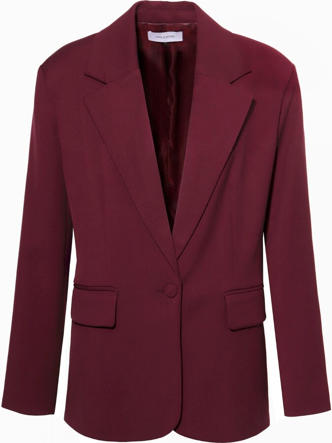 Aggi by Halewski Purple Tatiana Burgundy Wine Oversized Blazer