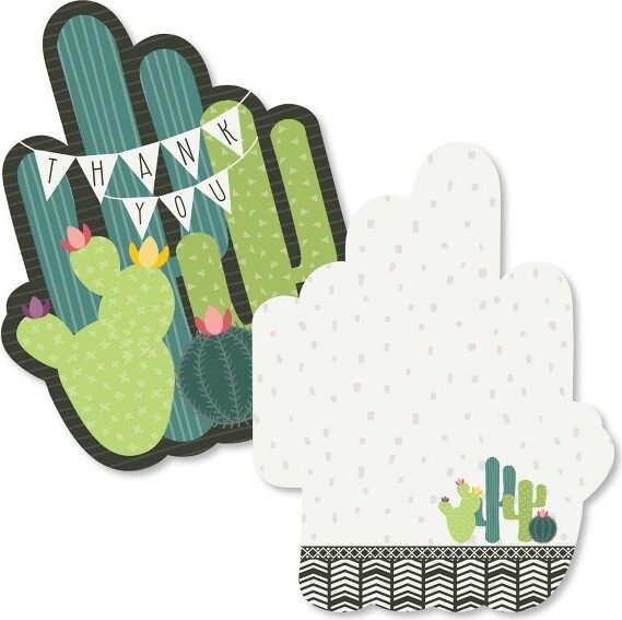 Big Dot of Happiness Prickly Cactus Party Shaped Thank You Cards