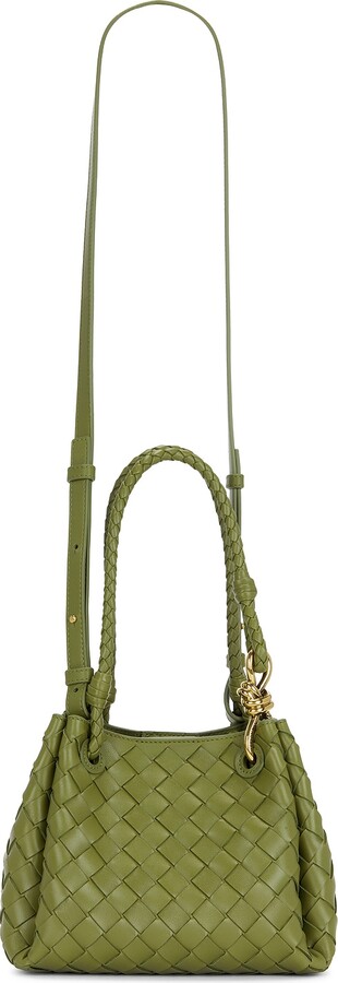 Bottega Veneta Small Andiamo Parachute Bag in Green