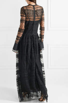 Philosophy di Lorenzo Serafini Piqué-trimmed Lace Maxi Dress - Black