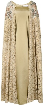 Shatha Essa Embroidered-Lace Cape Dress
