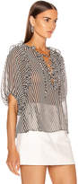 Thumbnail for your product : Icons Objects of Devotion Ruffle Lace Up Blouse in Black & White Stripe | FWRD