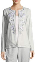 Thumbnail for your product : Joan Vass Embroidered Zip-Front Jacket