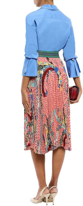 Stella Jean Pleated Printed Crepe Midi Skirt