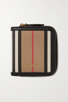 Thumbnail for your product : Burberry Leather-trimmed Striped Coated-canvas Wallet