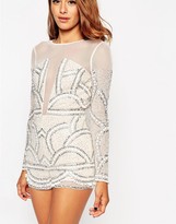 Thumbnail for your product : ASOS Petite PETITE Pretty Embellished Romper with Scalloped Edge
