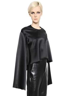 Ellery Cropped & Flared Silk Satin Top