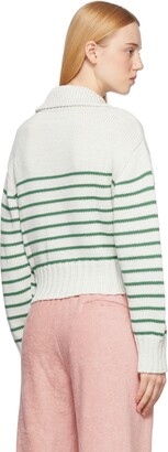 OPEN YY Green Stripe Half-Zip Sweater