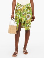 Thumbnail for your product : Dodo Bar Or Mosa Tie-front Floral-print Cotton Skirt - Green Print