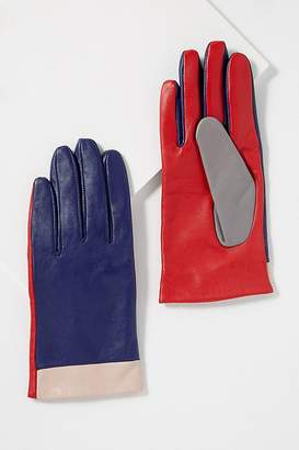 Colourblocked Leather Gloves