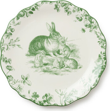 Certified International Le Jardin 11 Inch Dinner Plates Set of 4 – Green Bunny Spring Stoneware for Easter Meals Garden Parties & Everyday Whimsy – Dishwasher & Microwave Sa