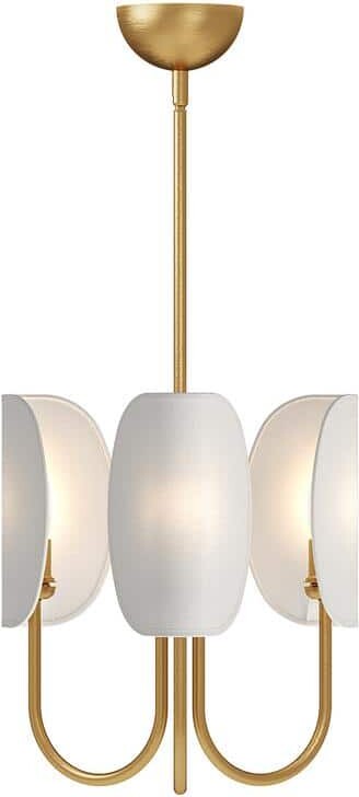 ALORA MOOD Seno 15 in. 3 Light 60-Watt Aged Gold/White Cotton Fabric Chandelier